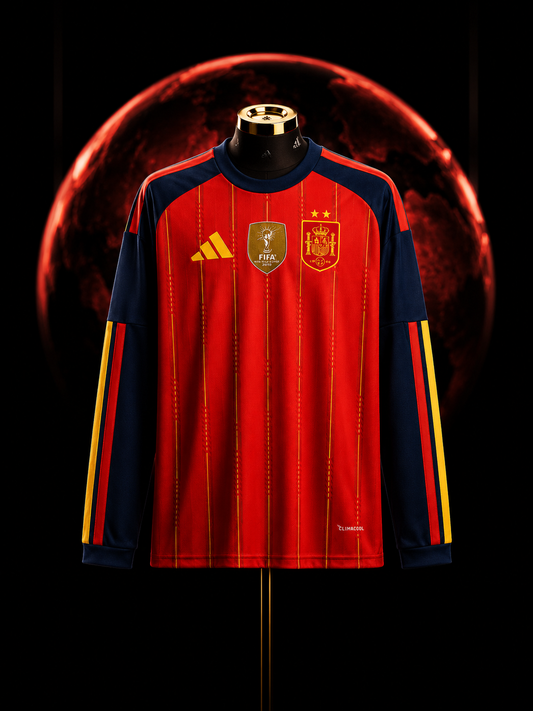 España Local Mundial 2026 DOS ESTRELLAS+ PARCHE CAMPEONES Manga Larga