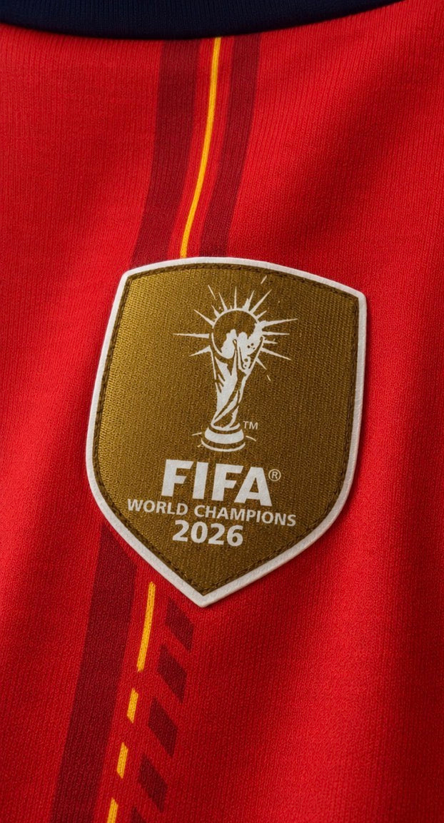 España Local Mundial 2026 DOS ESTRELLAS+ PARCHE CAMPEONES Manga Larga